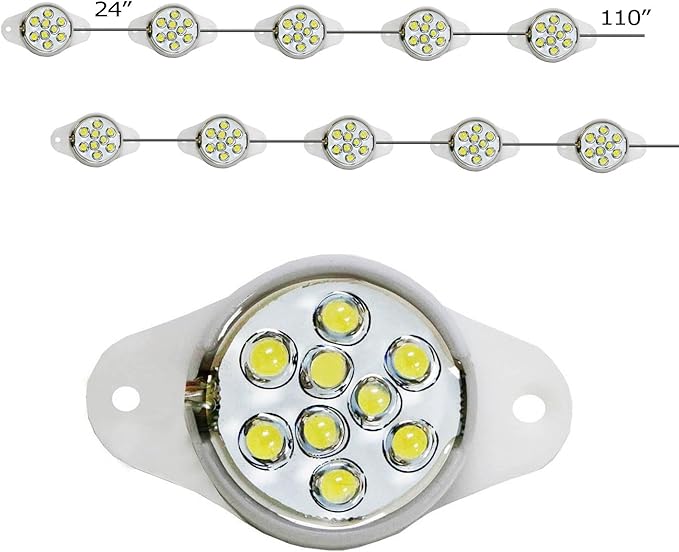 iJDMTOY 10-Piece Universal Fit 90-LED Waterproof Xenon White Truck Bed Cargo Area LED Lighting Kit