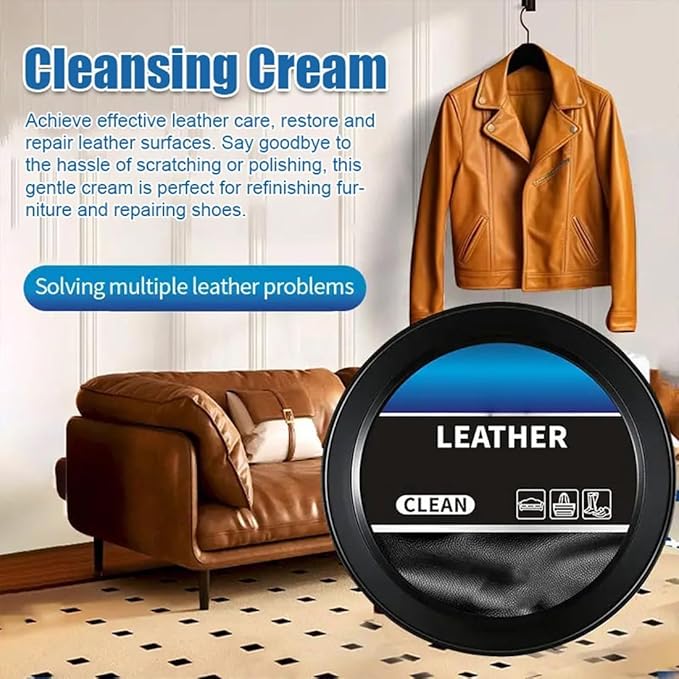 Leather Balm for Cars, Leather Cleaner and Conditioner for Car Interior, Multifunctional Cleaning and Care Cream & Cleaning Paste, Deep Cleaner & Leather Repair Kit for Furniture, Shoes, Bags(2PC)