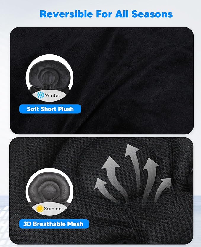 Infant Car Seat Insert for Newborn Girls Boys, 3 in 1 Reversible Cushion for Carseat with Strap Pads Buckle Cover Extra Soft Carseat Support Pad for All Season, Black