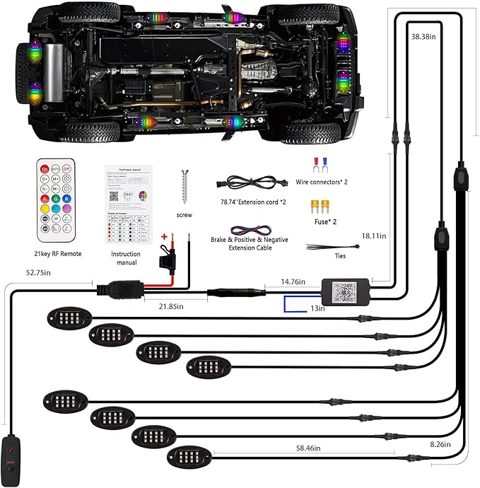 12 Pods RGB+IC LED Rock Lights for Trucks Golf Cart ATV UTV SUV Offroad, Smart Sync Music Chasing Rock Lights with APP/RF Control, Waterproof Dream Color Car Underglow Kit Vehicle Underbody Light