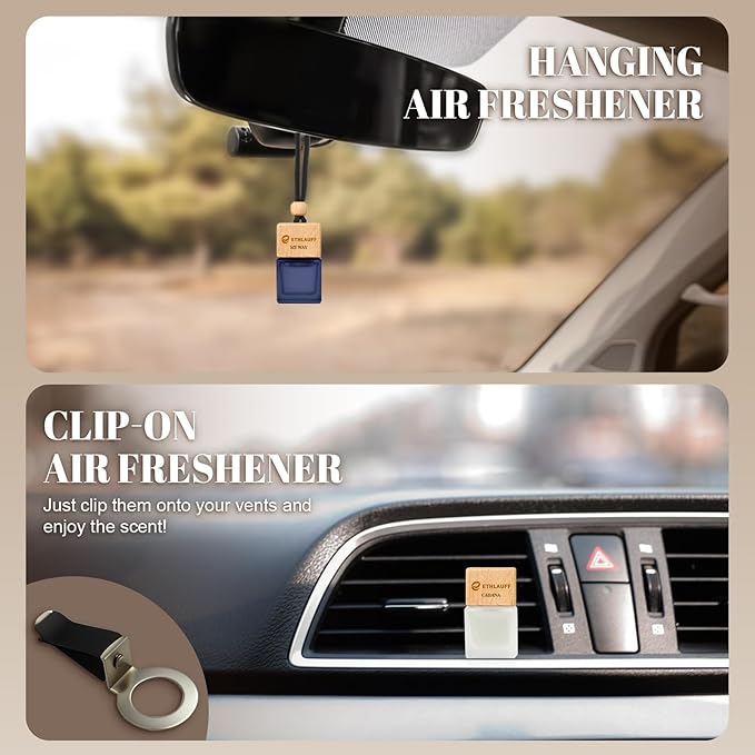 Car Air Freshener Hanging 3 Pack - 1 Way, Dream On, Cabana Hotel Collection Diffuser Oil Inspired The One Hotel, Car Fresheners for Women & Men, 45+ days Long Lasting, 0.27 FL OZ/8ML