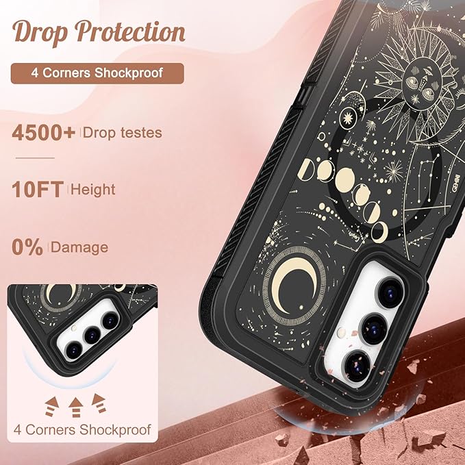 for Samsung Galaxy A15 5G Phone Case - Compatible with MagSafe Women Girls Cute Magnetic Protective Cover Girly Sun Moon Aesthetic Design Heavy Duty Shockproof for Samsung A15 5G Case 6.5"