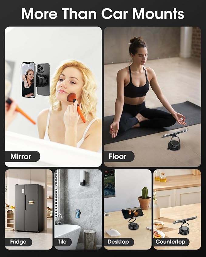 Phone Holder for Car Magsafe, 360° Adjustable 2500gf Strong Magnetic Car Phone Holder, Hands Free Suction Cup Cell Phone Mount for iPhone 16 Pro Max 15 14 13 12