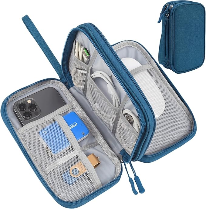 Electronic Organizer Travel Cable Accessories Bag, Waterproof Electronic Organizer Case, Accessories Organizer Bag for Power Bank, Charging Cords, Chargers, USB Cable, Earphones (Dark Green)