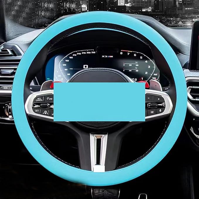 Silicone Steering Wheel Cover, Car Steering Wheel Cover, Anti-Slip Car Steering Wheel Protective Cover, Fit 12.6-16 Inch, for Car SUV Truck Van, for Women & Men (Sky Blue)