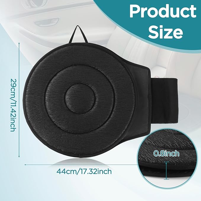 FACULX Rotating Seat for Car 360° Swivel Seat for Car for Elderly Non-Slip Portable Rotating Car Seat Pad for Driving, Chairs, Stool Chair, Ergonomic Design (Black)