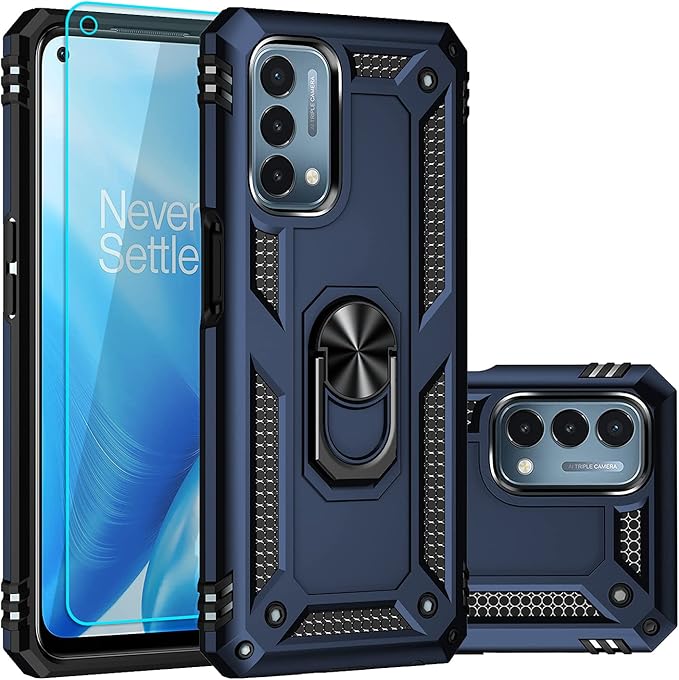 for OnePlus Nord N200 5G Case,with Screen Protector,[Military Grade] 16ft. Drop Tested Cover with Magnetic Kickstand Car Mount Protective Case for OnePlus Nord N200 5G, Blue
