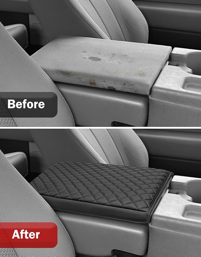 Center Console Armrest Cover for Ford F150 2011 2012 2013 2014, Middle Console Lid Protective Covering, Arm Rest Cushion Pad, PU Leather Interior Accessories, Anti-Scratch, Black (Fits Jump Seat Only)