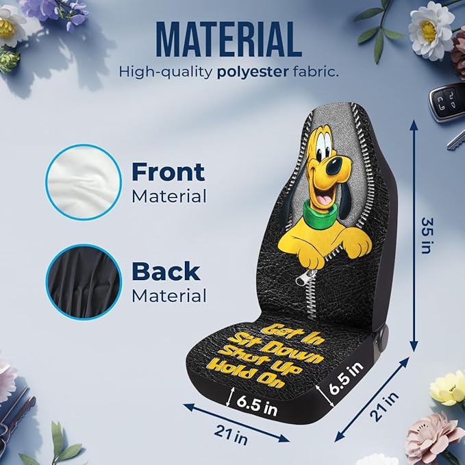 GENANY Cute Cartoon Dog Car Seat Covers Set of 2, Breathable Front Seat Covers for Truck Sedan SUV, Cartoon Car Accessories, Dog Gift for Women Men