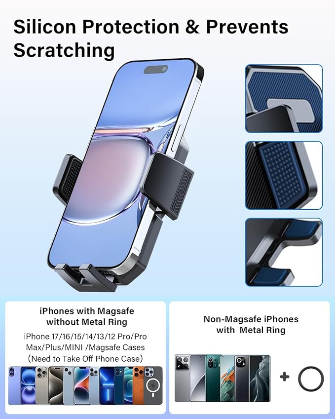 PZK Car Phone Holder for Hyundai Elantra 2021-2025 SE/SEL/Sport/Limited/N Line Accessories 8-Inch/10.25-Inch Screen Auto Lock Car Phone Mount 360° Rotation Phone Cradles Not Affect Air Vent