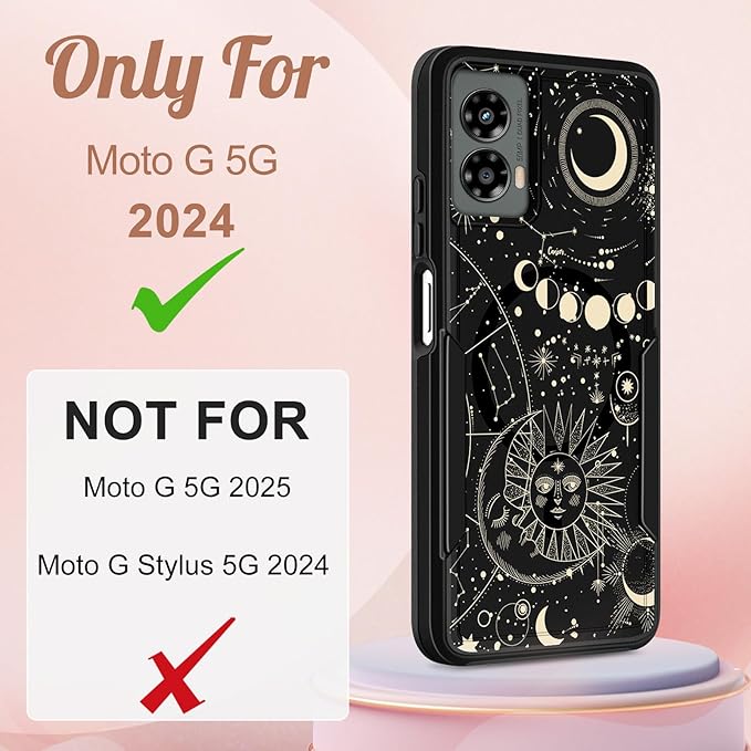 for Moto G 5G 2024 Case - Compatible with MagSafe Women Girls Cute Magnetic Protective Phone Cover Girly Aesthetic Sun Moon Heavy Duty Shockproof Design for Motorola Moto G 5G 2024 Cases