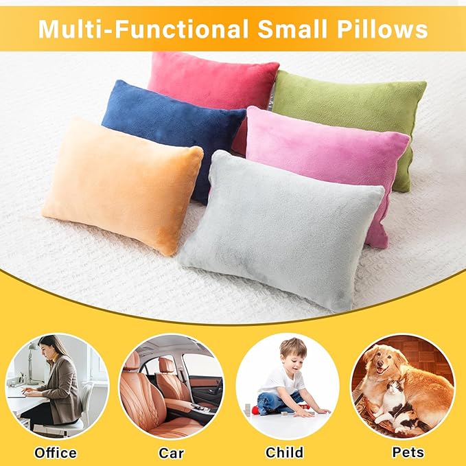 2 Pack Small Pillow, Memory Foam Mini Pillow 11 X 7 Inches for Travel, Sleeping, Nap and Neck, Knee, Lumbar Support, Tiny Cushion for Pet, Dogs (Red)