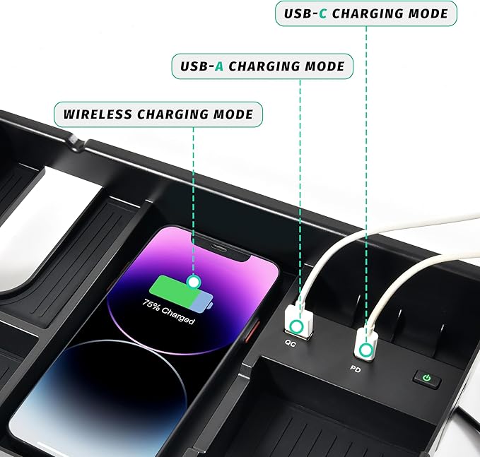 KEWISAUTO Wireless Charger for Toyota Tundra 2014-2021, Center Console Organizer Tray Armrest Storage Fast Wireless Phone Charging Panel Pad for 2014-2021 Toyota Tundra Accessories