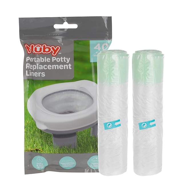 Nuby Portable Potty Replacement Liners - Disposable Potty Liners - Toddler Potty Training Essentials - 40 Count