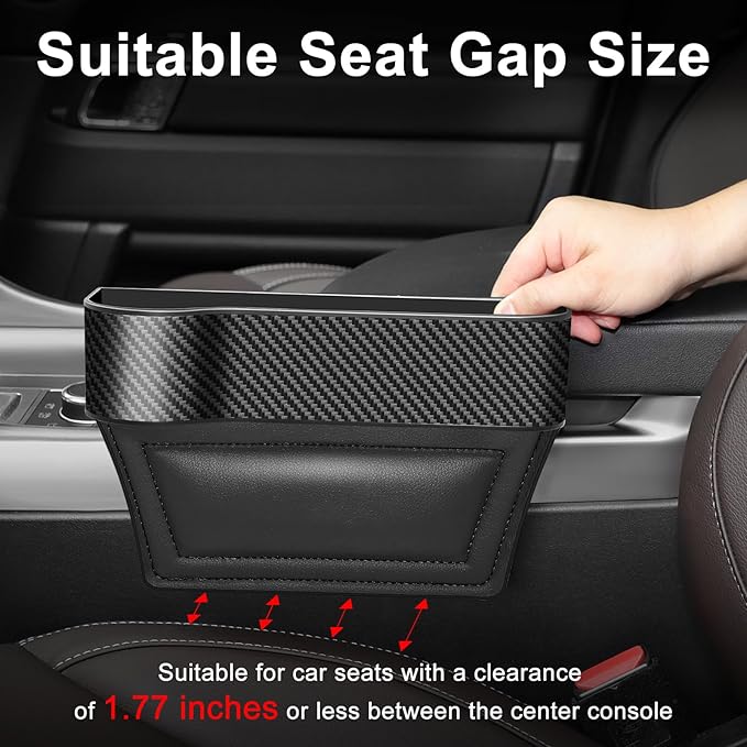 Car Seat Gap Filler, 2 Pack Car Seat Gap Filler Organizer with Cup Holders & 2 Seat Hooks, Car Console Storage Organizer, Car Organizer Front Seat for Storing Phones, Keys, Drinks, Sunglasses