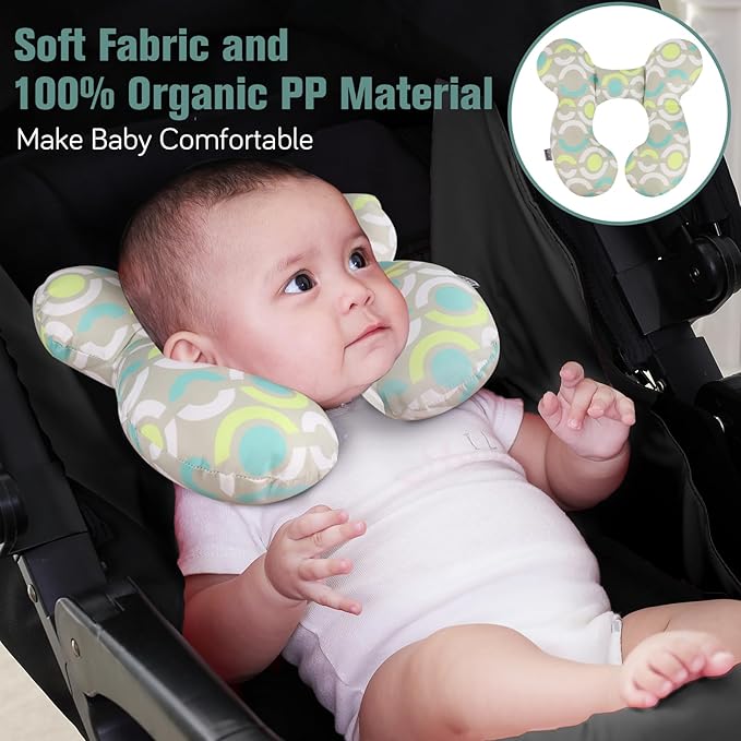 KAKIBLIN Baby Travel Pillow, Baby Neck Pillow Babies Head Support for Car Seat, Babies Neck Support Pillows for Car Seat, Stroller, Pushchair, Circle