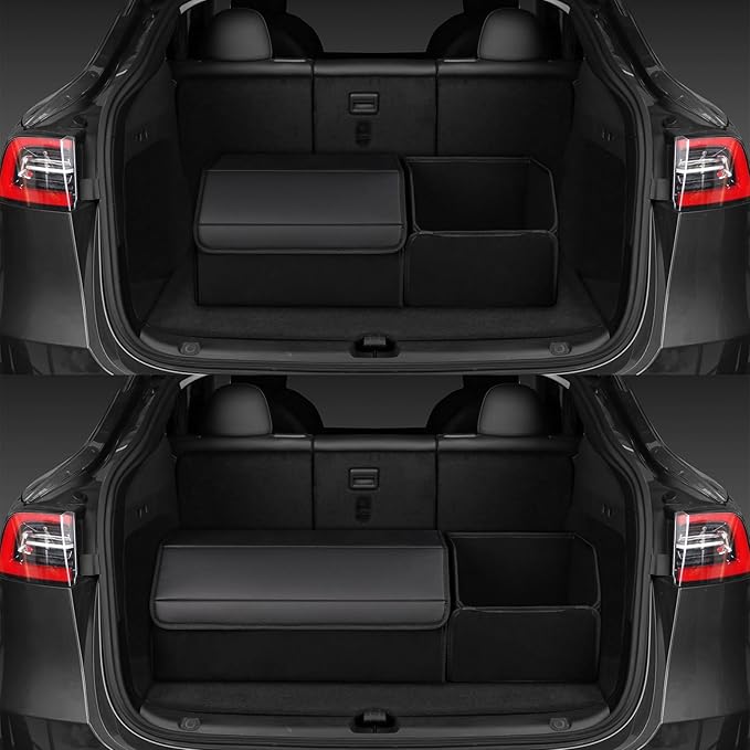 car organizers and storage for SUV,trunk organizer for sedan, leather foldable sleek box with lid,collapsible cargo bins, tool accessories containers,Collapsible Suede velvet (18 inch Covered)