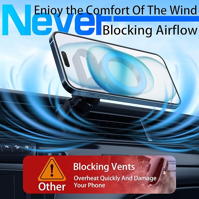 Mag-Safe Car Mount, Adjustable [Quick Install] Ultra Magnetic car phone holder, Air Vent Phone Holders for Your Car, Car Accessories Fit for iPhone 17 16 Pro Max 15 14 13 12 Plus Mini for Men Women