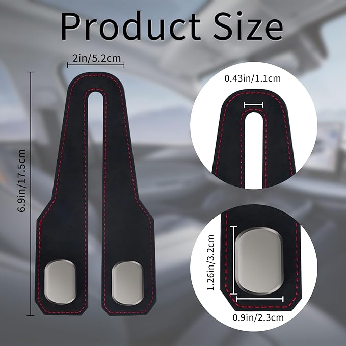 Car Seat Headrest Hooks for Purses and Bags, 4 Pack Bag Purse Holder for Car With Double Metal Hooks, Car Purse Hanger, Headrest Back Seat Handbags Hook Cute Hanging Accessories, Black