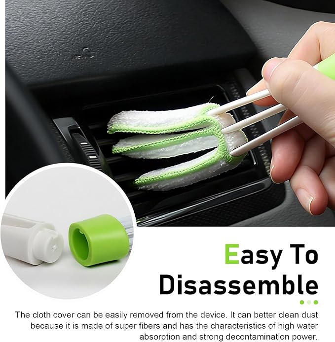 3 PCS Mini Duster for Car Air Vent, 3 Arms Small Duster Vent Cleaner, Blinds Cleaner Dusting Tool, Universal Cleaning Tools for Blinds, Keyboards, Fans (Green)