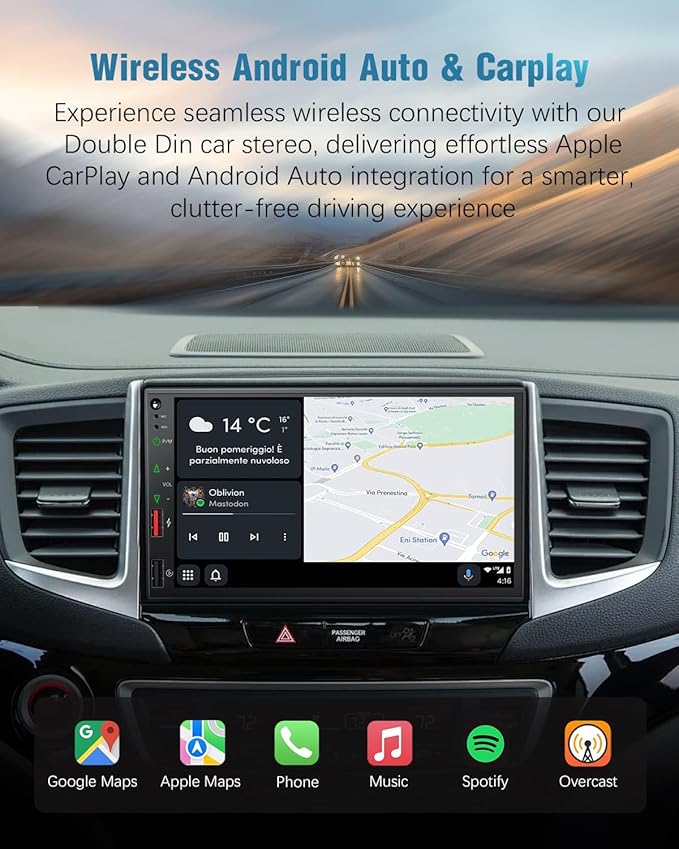 【SOOEMAKA】 Radio for Truck,Double Din Car Stereo with Wireless Carplay&Android Auto,7 inch Truck Radio Upgrade PD/QC 3.0 Fast Charging/16~36V/Bluetooth 5.1/AM/FM/DSP/SUB/SWC