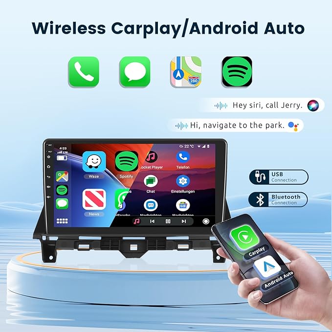 2G+64G Car Stereo Radio for Honda Accord 8th 2008-2013 with Wireless Carplay Android Auto, 10.1 inch Touch Screen Head Unit, Android 13/HiFi Audio/GPS Navi/WiFi/Bluetooth/SWC/HD Backup Camera