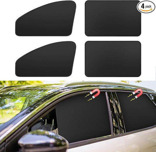 Car Curtains for Side Window - 4 Pcs Thicken Privacy Sun Shades Magnetic 100% Block Light Car Window Covers with Cooler Feeling (Thickset, 4pcs)