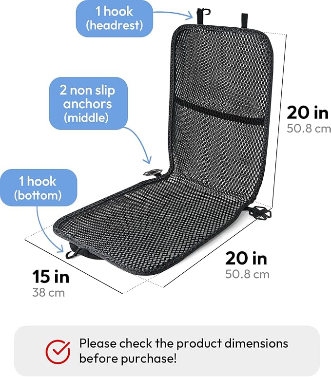 carrotez Cool Double Breathable 3D Air Mesh Car Seat Cushion pad, Cool Chair seat, car seat Pads, Home Office Chair, Wheelchair, 41" x 15" - Black