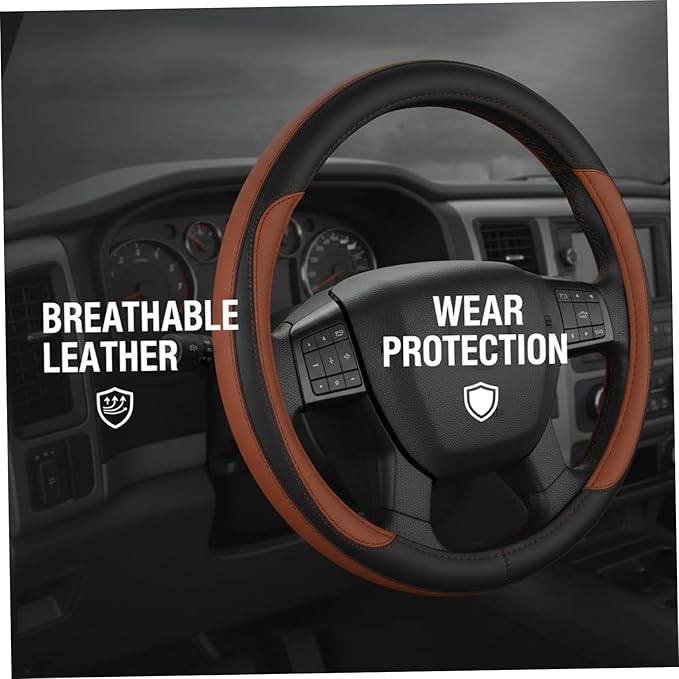 Steering Wheel Cover for Men, Leather 18 Inch Steering Wheel Cover Anti-Slip Fit Protection for Trucks & Big Rigs