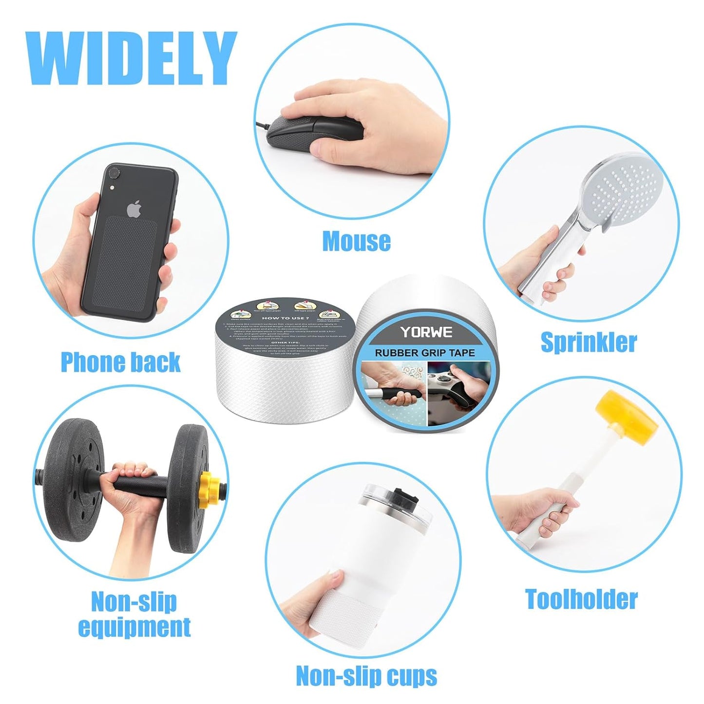 Rubber Grip Tape, Ultra-Thin Strong Adhesive Anti-Slip Waterproof Heat Resistant Wear-Resistant Cushion Pad, Making Handles or Contact Surfaces Safer, with Grip and Comfort (Clear, 1In x 10Ft)