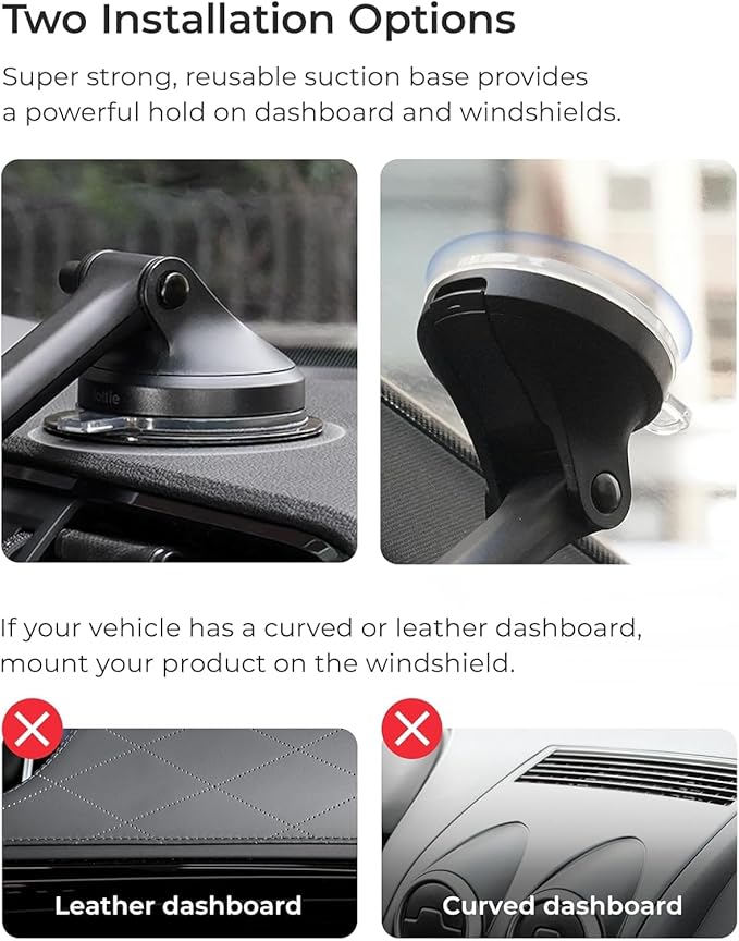 iOttie Velox Qi2 Mini 15W Wireless Charger Car Mount - Dash & Windshield Car Phone Holder - MagSafe Compatible iPhone Mount for Qi2 Smartphones (iPhone12 13 14 15 16 and 17) - Car Charger Included