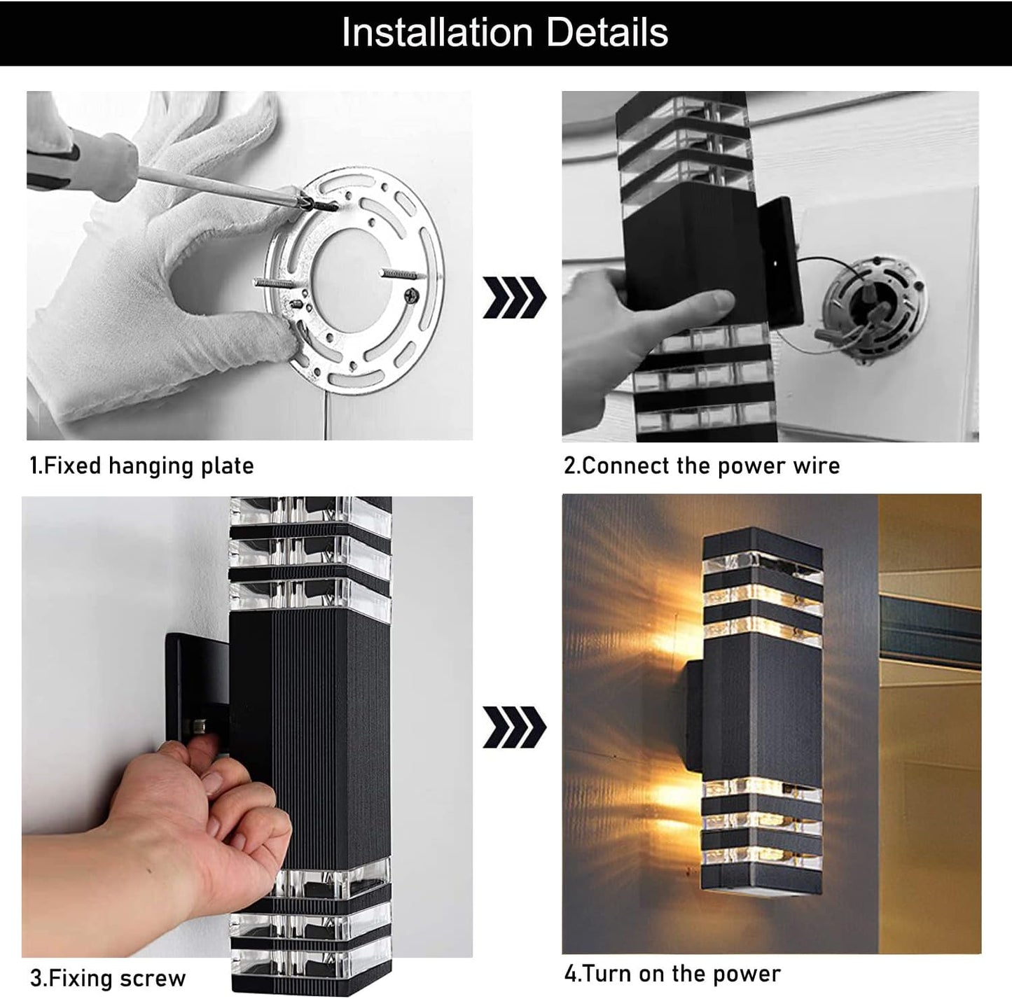 18inch LED Square Up & Down Wall Lights,24W Outdoor Wall Light 4000K Day White Aluminum Body Waterproof IP65 LED Exterior Light Fixtures Wall Mount for House Patio Garage Garden. (4 Pack)