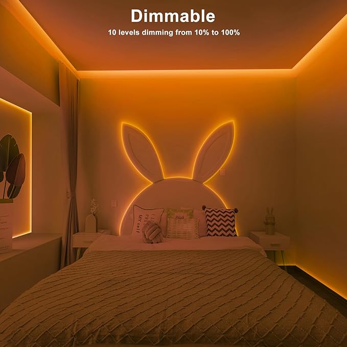 Tatazone 16.4ft 1800K COB Led Strip Lights with RF Remote, Dimmable Bright Adhesive Indoor Amber Led COB Light Strip for Cabinet, Painting, Room, Bed