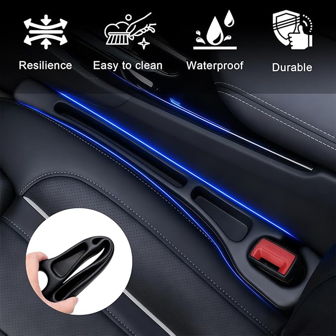 Car Seat Gap Filler Organizer 2 PCS Black Universal Seat Gap Plug Blocker Anti-Drop Console Catcher Phone Keys Storage for Car Truck SUV Auto Accessories Style1