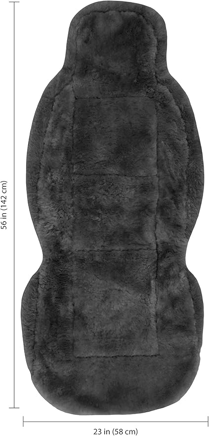 Eurow Australian Merino Sheepskin Car Seat Cover, Plush Universal Fit for Most Vehicles, Summer Cool & Winter Warm, Side Airbag Safe, Easy Installation, 56 x 23 Inches, Single Seat, Gray