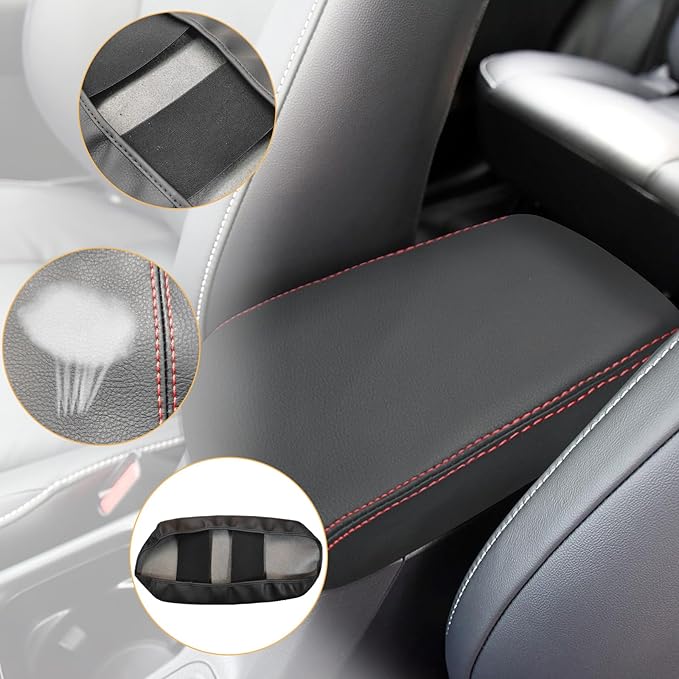 Compatible with Center Console Armrest Cover for Toyota RAV4 2013 2014 2015 2016 2017 2018 Leather Arm Rest Storage Box Lids Cushion Protector Pad