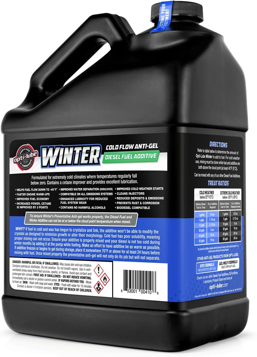 Opti-Lube Winter Formula Anti-Gel Diesel Fuel Additive: Gallon (4 Gallons (Treats 2048 Gallons))