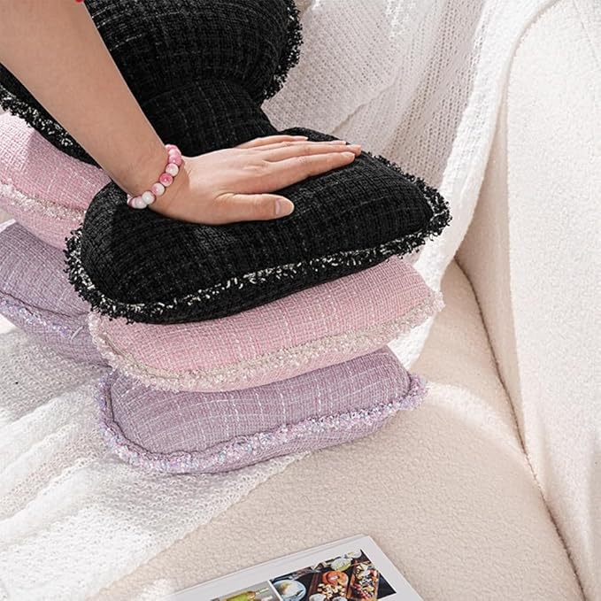 Cute Car Seat Cover for Women Include Butterfly Bow Headrest Pillow Lumbar Support Pillow and Car Front Seat Cushion and Back Cushion for Most Vehicles