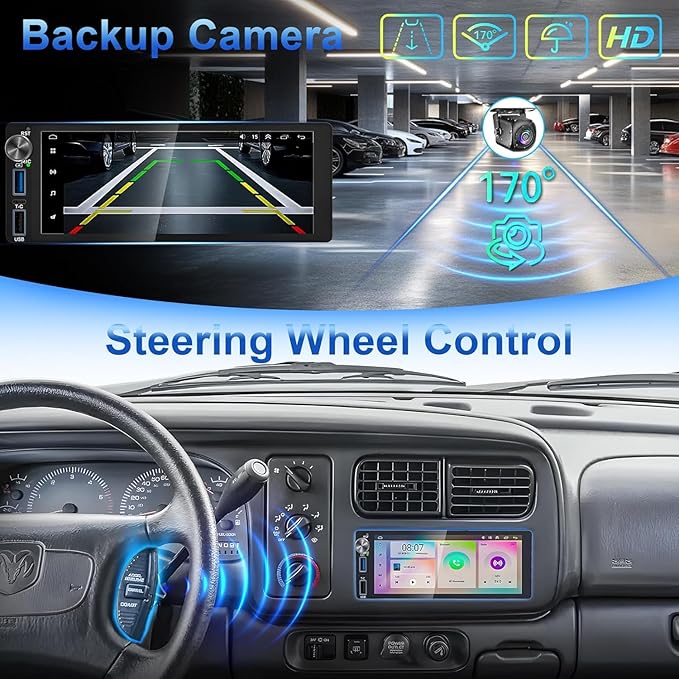 4G+64G Android 13 Car Radio for Dodge & Chrysler & Jeep (1990-2000), 6.2''Touch Screen Stereo with Wireless CarPlay, Android Auto, GPS Navigation, Bluetooth5.2