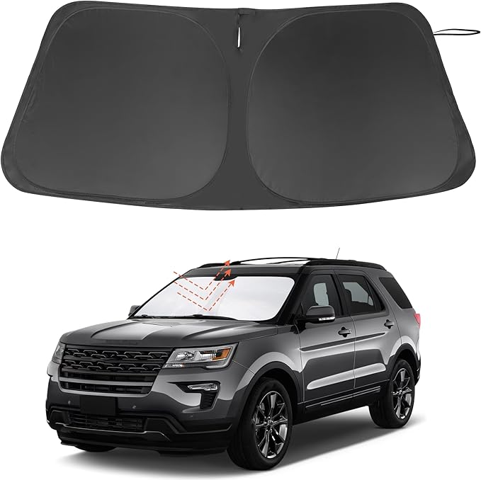 Windshield Sun Shade Custom Fit for 2011-2019 Ford Explorer SUV Accessories Foldable Sunshade Sun Blocker Protect Car from Sun Rays & Heat Damage Keep Car Cooler