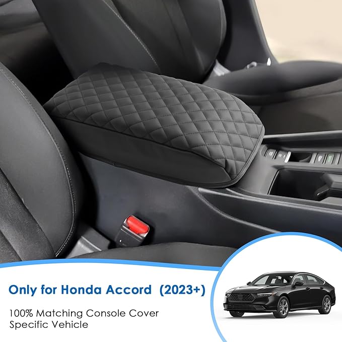2023 2024 2025 2026 Accord Hybrid Center Console Cover for Honda Accord Hybrid (Sport,EX-L,Sport-L,Touring) /Accord (LX,SE,EX), Cushion Leather Armrest Cover 2025 Accord Accessories (Padded)