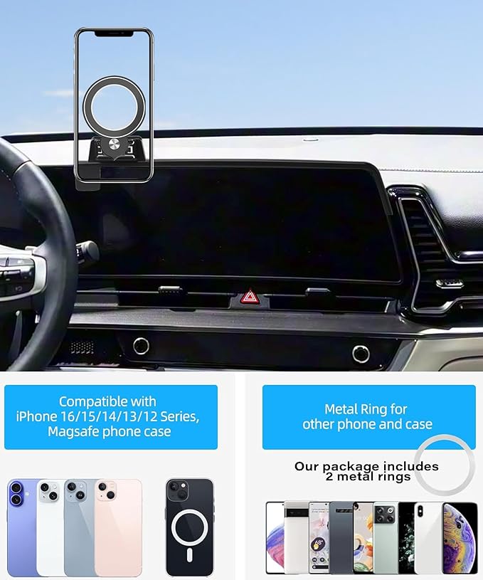 Car Phone Holder for Kia Sportage 2023 2024 2025 Accessories Apply to 12.3 Inch Touch Screen Fixed Clip Magnetic Cell Phone Mount Hands-Free 360 Degree Rotation