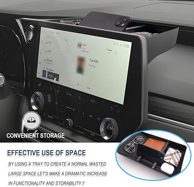 Fit 2025 2026 Lexus RX350/RX350h/RX500h Behind Screen Organizer 2023-2026 Lexus RX350 Accessories Dash Storage Tray Compatible with 2023 2024 2025 2026 Lexus RX(Only Fit Lexus RX 14-inch Screen)