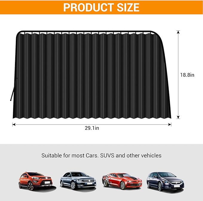 ZATOOTO Car Side Window Sun Shades - Privacy Magnetic Black 2 Pcs Covers Blinds Curtains - Auto Accessories Sunshades Keeps Cooler Screen for Baby Sleeping
