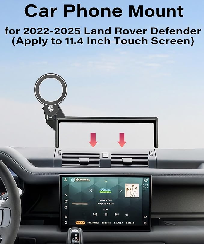 Car Phone Holder for Land Rover Defender 2022 2023 2024 2025 Accessories Apply to 11.4 Inch Touch Screen Fixed Clip Magnetic Cell Phone Mount Hands-Free 360 Degree Rotation