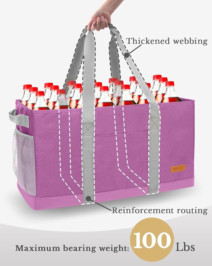 WONDAY Extra Large Utility Tote Bag - Standing Reusable Grocery Bag with Handle