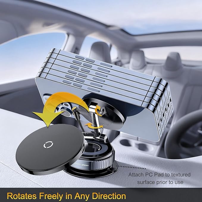 2026 Upgraded for Magsafe Car Mount Charger, 15W Fast Wireless Charging Suction Cup Phone Mount, Magnetic Phone Holder for Dashboard/Windshield, Compatible with iPhone 12-17 & All Phones
