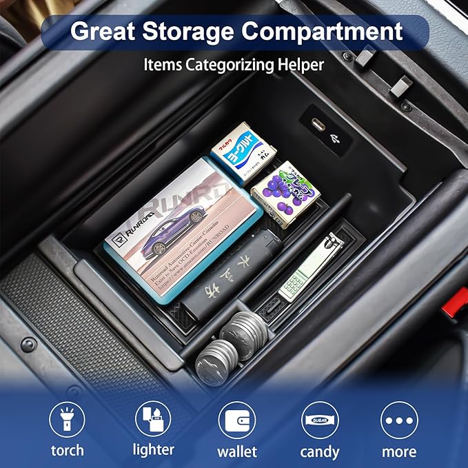 RUNROAD Center Console Organizer Tray Compatible with Mercedes Benz 2020-2026 GLE Class W167 350 450 AMG 53 GLS X167 450 580 63 Accessories, Middle Console Organizer GLE350 Armrest GLE450 Storage Box