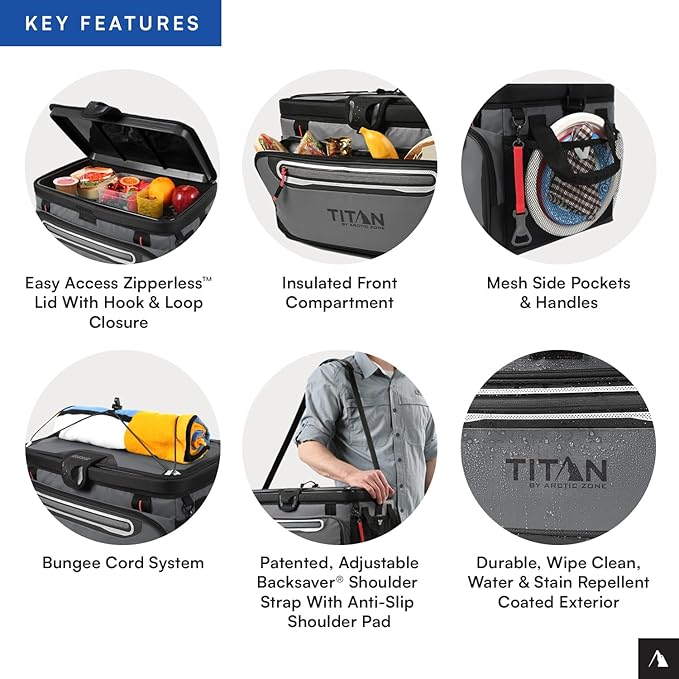 Titan by Arctic Zone Deep Freeze Cooler - Zipperless Hardbody Cooler - Deep Freeze Insulation, HardBody Liner, and SmartShelf