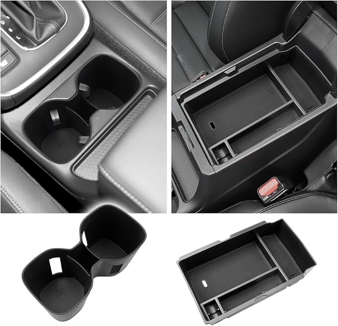 For 2026 CRV Center Console Organizer - 2PCS 2026 Honda CRV Accessories - Compatible with 2026 Honda CRV (EX/EX-L/Hybrid Sport/Hybrid Sport Touring) -Center Console Organizer Cup Holder Insert ABS+TPE